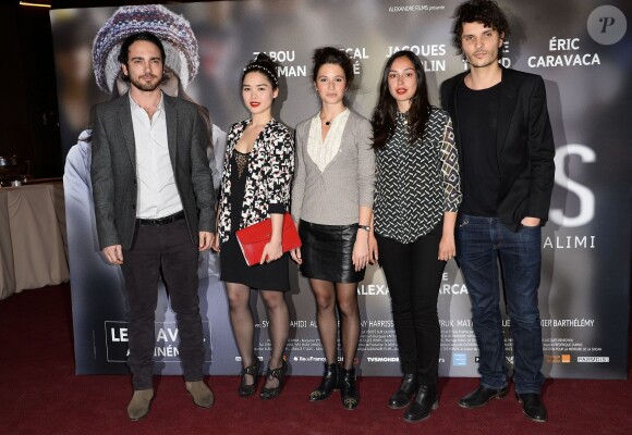 Matthieu Boujenah, Audrey Giacomini, Pauline Cheviller, Alka Balbir et Tom Hygreck lors de l'avant-première du film "24 jours" au cinéma Gaumont Marignan à Paris, le 10 avril 2014