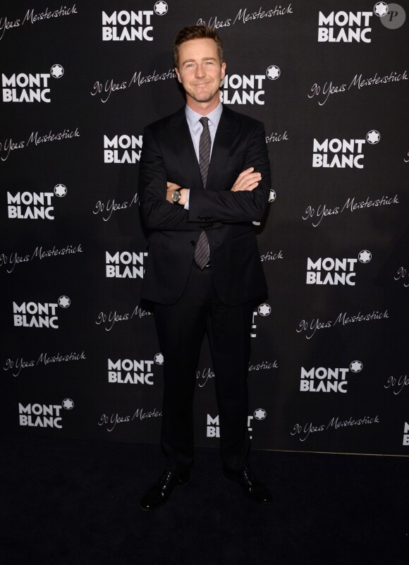Edward Norton assiste à la soirée des 90 ans du Meisterstück, célèbre stylo plume créé en 1924 par Montblanc, au Guastavino's. New York, le 4 avril 2014.