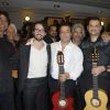 Mounin, Mathieu Sempéré, Chico, Rey et Joseph Gautier au concert de Chico & The Gypsies à l'Olympia à Paris, le 15 avril 2014.
