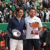 Stanislas Wawrinka, vainqueur du Tennis Rolex Masters de Monte-Carlo contre Roger Federer à Monaco. Le 20 avril 2014