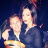 Emilie Nef Naf et son amoureux Jérémy Ménez au restaurant Monsieur Bleu du Palais de Tokyo pour fêter la victoire en Coupe de la Ligue du PSG le 19 avril 2014 à Paris