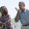 Barack Obama et Michelle Obama ont lancé la traditionnelle chasse aux oeufs dans les jardins de la Maison Blanche, le 21 avril 2014.