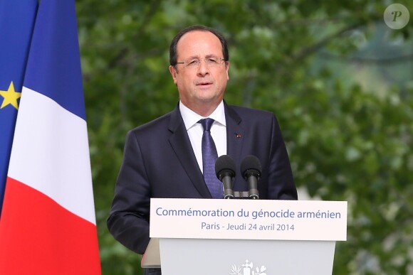 Le président de la République François Hollande lors de la commémoration du 99e anniversaire du génocide arménien à Paris, le 24 avril 2014.