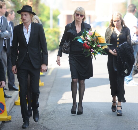 Debbie Lang aux obsèques de Peaches Geldof, décédée à l'âge de 25 ans, en l’église de "St Mary Magdalene and St Lawrence" dans le village de Davington en Angleterre, le 21 avril 2014.