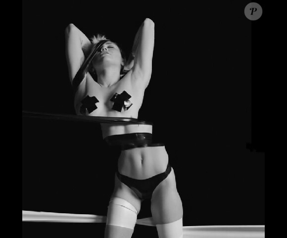 Miley Cyrus ultra-provoc' dans le clip de l'artiste Quentin Jones, dévoilé par le magazine Nowness, le 1er mai 2014.