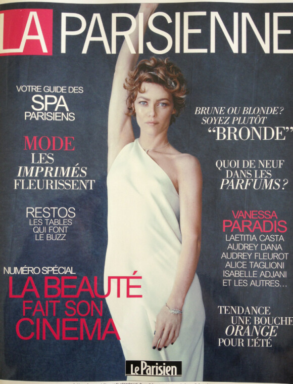 Vanessa Paradis en couverture de "La Parisienne", en kiosques le 3 mai 2014.