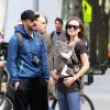 Olivia Wilde et Jason Sudeikis avec leur bébé à New York, le 1er mai 2014.