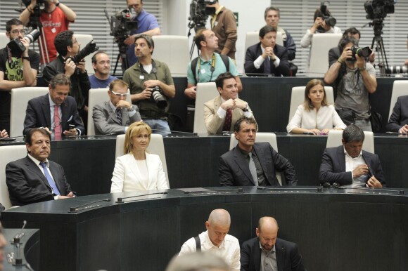 Les parents de Rafael Nadal, Sebastián Nadal et Ana María Parera, ses oncles Toni et Miguel Angel - Rafael Nadal reçoit des mains de la maire de Madrid Ana Botella le titre de "Fils adoptif" de la ville de Madrid, le 5 mai 2014