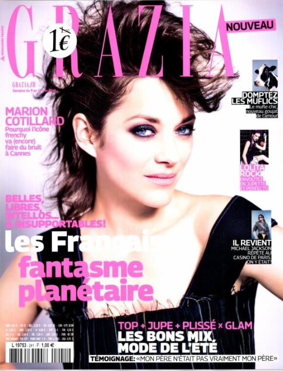 Marion Cotillard en couveture du magazine Grazia du 7 mai 2014