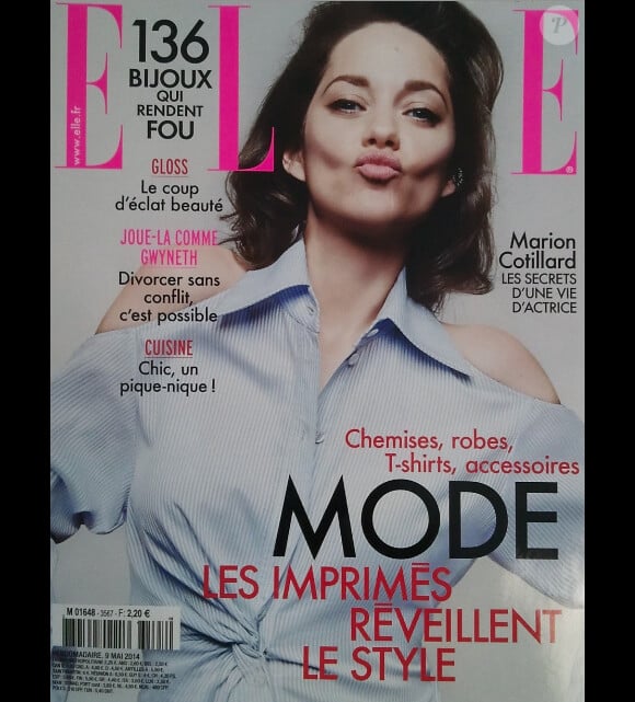 Marion Cotillard en couverture du magazine Elle du 7 mai 2014