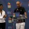 Michelle Obama et James Blake à la Let's Move! U.S. Open tennis clinic de New York le 9 septembre 2011