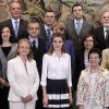 Letizia d'Espagne recevait en audience différentes associations au palais de La Zarzuela à Madrid, le 8 mai 2014