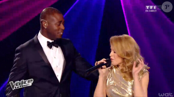 Wesley et Kylie Minogue (The Voice 3, la finale - diffusée le samedi 10 mai 2014, sur TF1.)