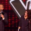 Nikos Aliagas accompagné de Jenifer et Amir (The Voice 3, la finale - diffusée le samedi 10 mai 2014, sur TF1.)