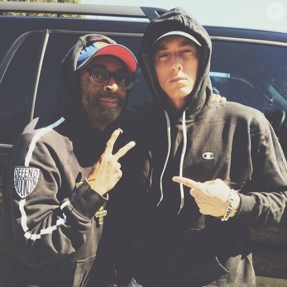 Spike Lee et Eminem, à Détroit pour le tournage du clip de Headlights.
