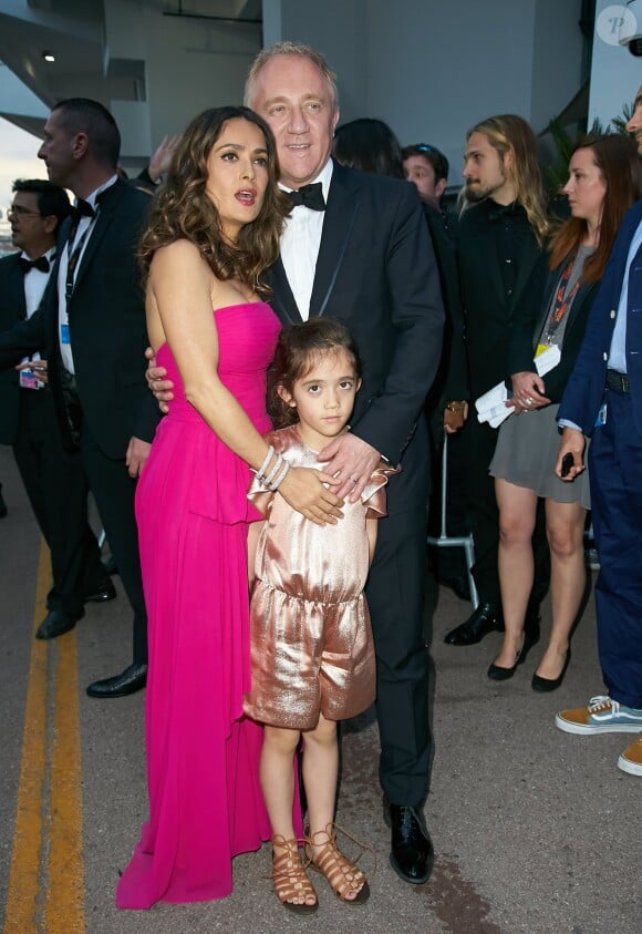 Salma Hayek, son mari François-Henri Pinault et leur fille Valentina Pinault lors de l'hommage au cinéma d'animation lors du 67ème festival du film de Cannes le 17 mai 2014