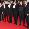 Mark Ruffalo, Channing Tatum, Bennett Miller, Steve Carell, Megan Ellison et Jon Kilik à la montée des marches de Foxcatcher à l'occasion du 67e Festival de Cannes, le 19 mai 2014.