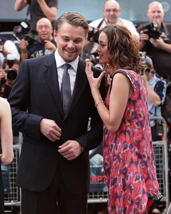 Leonardo DiCaprio et Marion Cotillard  lors de l'avant-première du film Inception à Londres le 8 juillet 2010