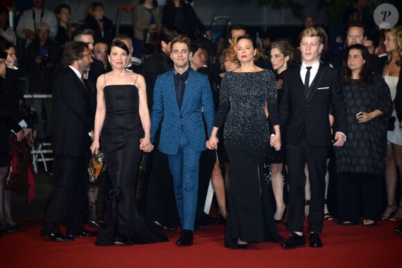 Xavier Dolan, Anne Dorval, Antoine Olivier Pilon, Suzanne Clément à la montée des marches pour le film "Mommy" lors du 67e Festival de Cannes, le 22 mai 2014.