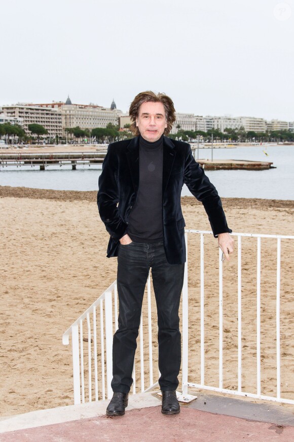 Rencontre avec Jean-Michel Jarre (auteur, compositeur et président du CISAC - Confédération internationale des sociétés d'auteurs et compositeurs) lors du Midem de Cannes. Le 3 février 2014.