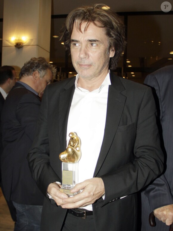 Jean-Michel Jarre reçoit un prix lors de la cérémonie Elpida à Athènes, le 16 octobre 2013.