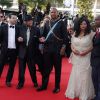 Joseph Jackson et Mandla Mandela (petit-fils de Nelson Mandela) à la montée des marches du film "Sils Maria" lors du 67e Festival du film de Cannes le 23 mai 2014.