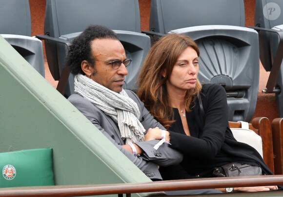 Manu Katché et sa compagne Laurence - People aux Internationaux de France de tennis de Roland Garros à Paris, le 27 mai 2014.