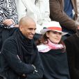  Aurélien Capoue et sa femme Rachel Legrain-Trapani lors du match entre Jo-Wilfried Tsonga et Jürgen Melzer à Roland-Garros à Paris, le 28 mai 2014.  