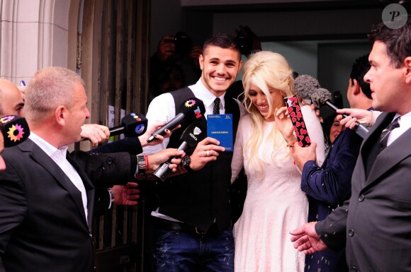 Wanda Nara et Mauro Icardi lors de leur mariage à Buenos Aires, le 27 mai 2014. 