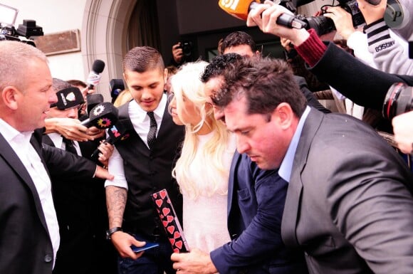 Wanda Nara et le footballeur Mauro Icardi durant leur mariage à Buenos Aires, le 27 mai 2014. 