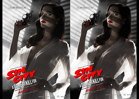 Les deux affiches de Sin City : A Dame To Kill For, la nouvelle à gauche, la censurée à droite.