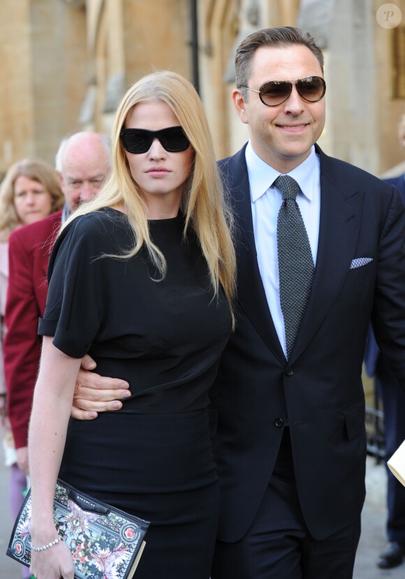 Lara Stone et son mari David Walliams lors de la messe en hommage à Sir David Frost en l'Abbaye de Westminster à Londres, le 13 mars 2014.