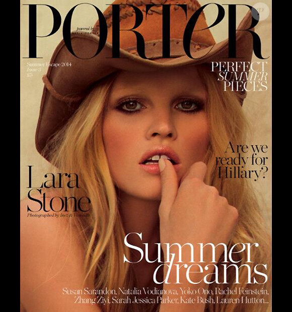 Lara Stone sur la couverture du magazine Porter