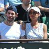 Jalil Lespert et sa compagne Sonia Rolland aux Internationaux de France de tennis de Roland Garros à Paris, le 6 juin 2014