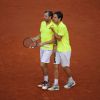 Julien Benneteau et Edouard Roger-Vasselin ont décroché le titre en double lors des Internationaux de France à Paris à Roland-Garros, le 7 juin 2014 face à  Marcel Granollers et Marc Lopez