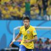 Neymar lors du match d'ouverture de la Coupe du monde entre le Brésil et la Croatie à au Brésil le 12 juin 2014. 
