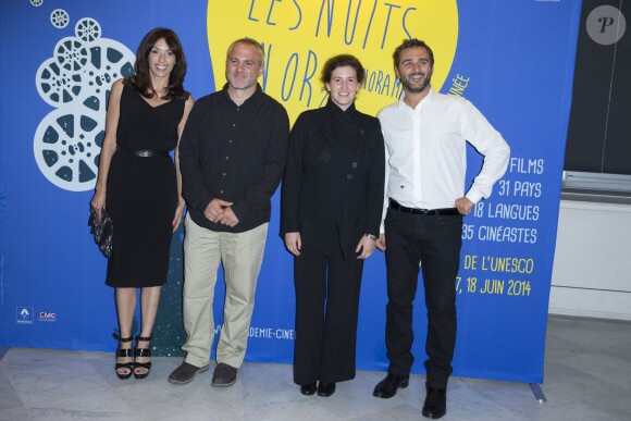Aure Atika, Mihal Brezis, Oded Binnun et Olivier Nakache - Dîner de Gala du Panorama des Nuits en Or à l'UNESCO à Paris le 16 juin 2014.