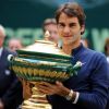 Roger Federer après sa victoire lors du Gerry Weber Open de Halle, le 15 juin 2014
