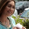  Le prince Felix de Luxembourg et la princesse Claire, jeune maman radieuse, ont quitté avec leur bébé la princesse Amalia la maternité Grande-Duchesse Charlotte à Luxembourg, le 17 juin 2014. 
