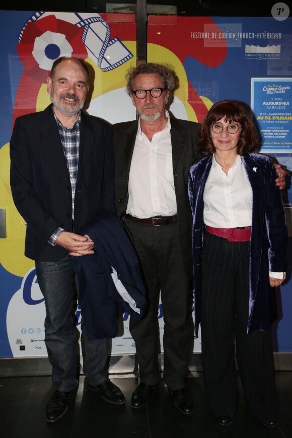 Exclusif - Jean-Pierre Darroussin, Robert Guédiguian, Ariane Ascaride - Cocktail sur la terrasse du Publicis lors du 3e Champs-Elysées Film Festival à Paris, le 17 juin 2014.