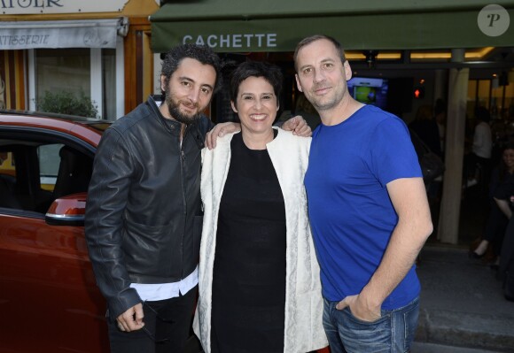 Exclusif - Nader Boussandel, Silvia Kahn et Fred Testot - Fred Testot organise une soirée en tant qu'ambassadeur de la BMW i3 dans son restaurant "Cachette" à Paris le 19 juin 2014.