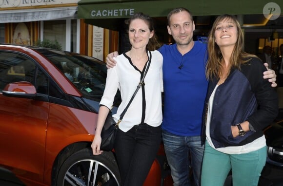 Exclusif - Cécile Bar, Fred Testot et Julie de Bona - Fred Testot organise une soirée en tant qu'ambassadeur de la BMW i3 dans son restaurant "Cachette" à Paris le 19 juin 2014.
