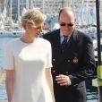 Le prince Albert II et la princesse Charlene de Monaco, lors de l'inauguration du Yacht-Club de Monaco, à Monaco le 20 juin 2014