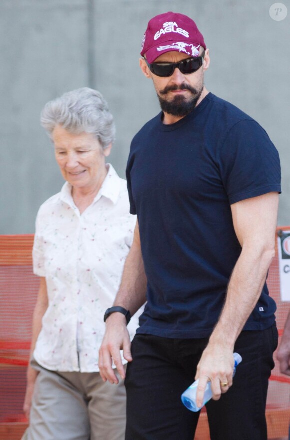 Hugh Jackman with his mother Grace and his father Christopher out in the West Village, New York City, NY, USA on June 16, 2014. Photo by Freddie Baez/Startraks/ABACAPRESS.COM17/06/2014 - New York City