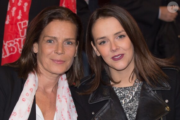 Exclusif - La princesse Stéphanie de Monaco et sa fille Pauline Ducruet assistent à une representation du 3e Festival international du cirque "New Generation" présidé par Pauline Ducruet à Monaco, le 1er fevrier 2014.
