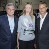 Sidney Toledano, Delphine Arnault et Arnaud Lemaire - Défilé Dior Homme printemps-été 2015 au Tennis Club de Paris, le 28 juin 2014.