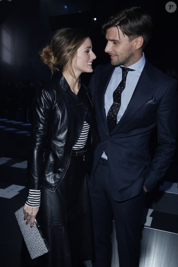 Olivia Palermo et son fiancé Johannes Huebl - People au défilé H&M au Grand Palais à Paris, le 26 février 2014. 