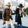 Johnny Depp et sa fiancée Amber Heard arrivent à leur hôtel à New York, le 21 avril 2014. 