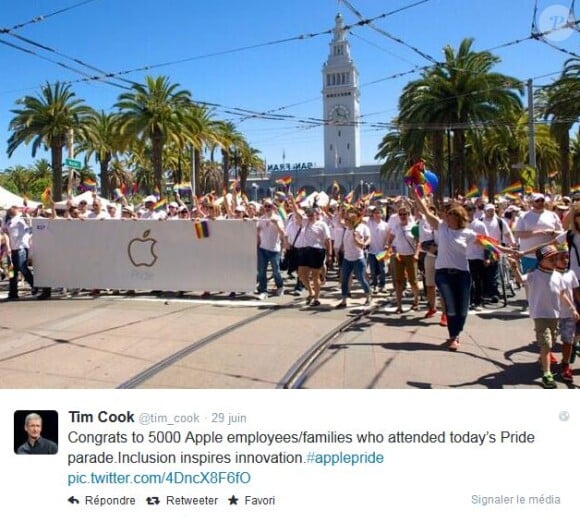 Tim Cook a participé à la gay pride de San Francisco le 29 juin 2014.