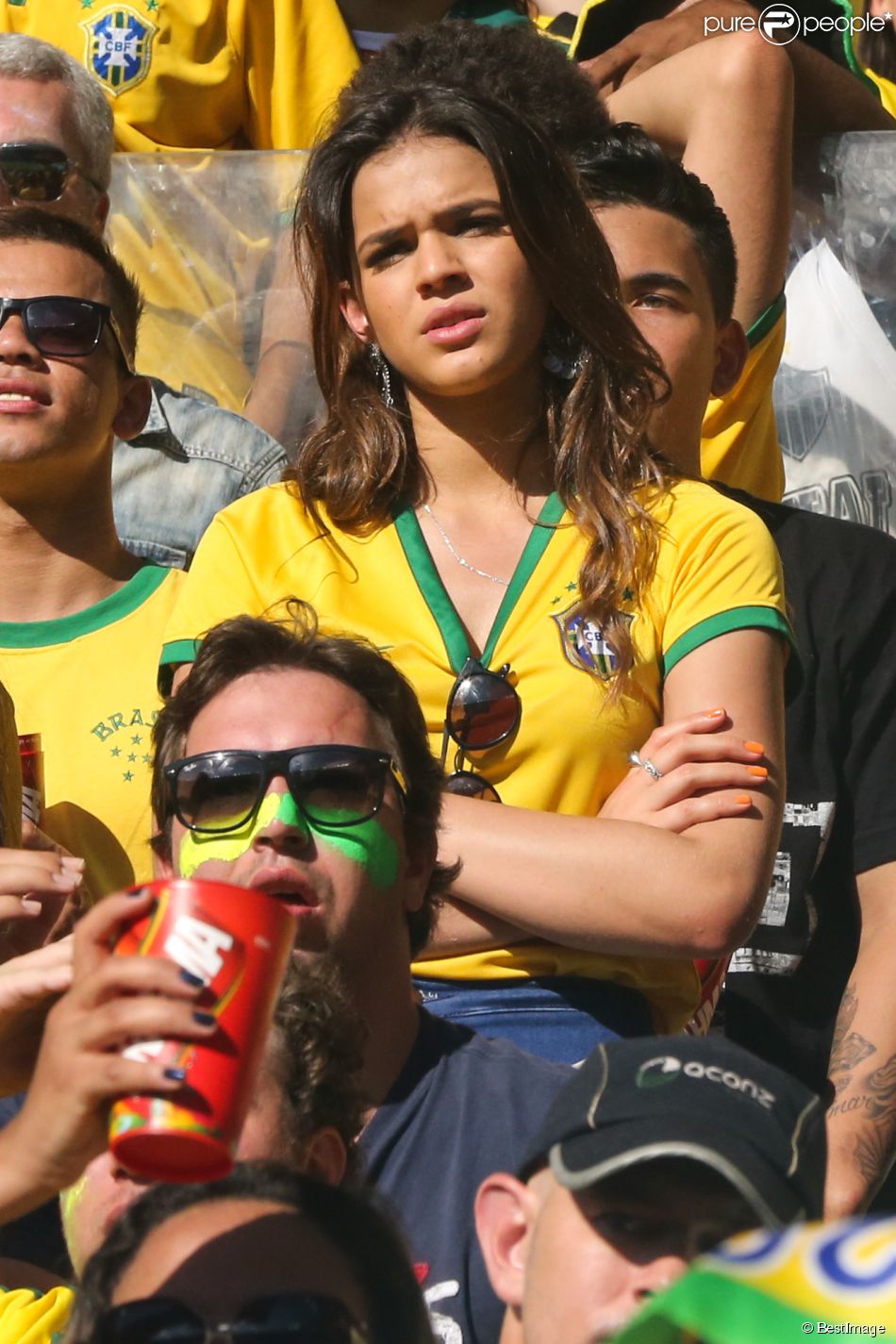  Bruna Marquezine, petite amie de Neymar, assiste au match Br&amp;eacute;sil contre Chili &amp;agrave; Belo Horizonte city, le 28 juin 2014 